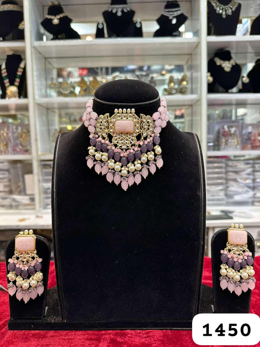 Antique Golden Pink Choker Set