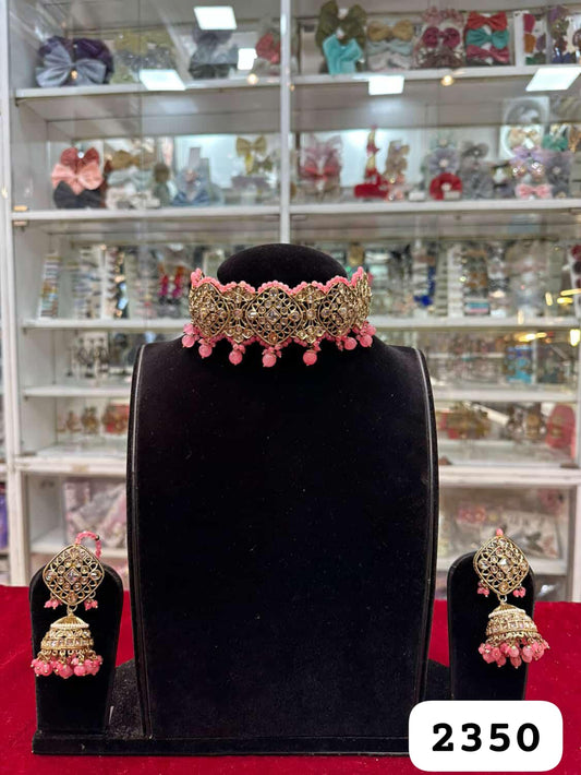 Antique Golden Pink Choker Set