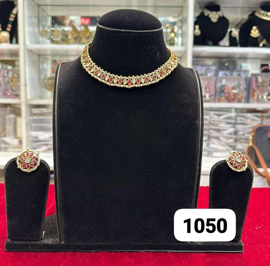 Antique kundan red set