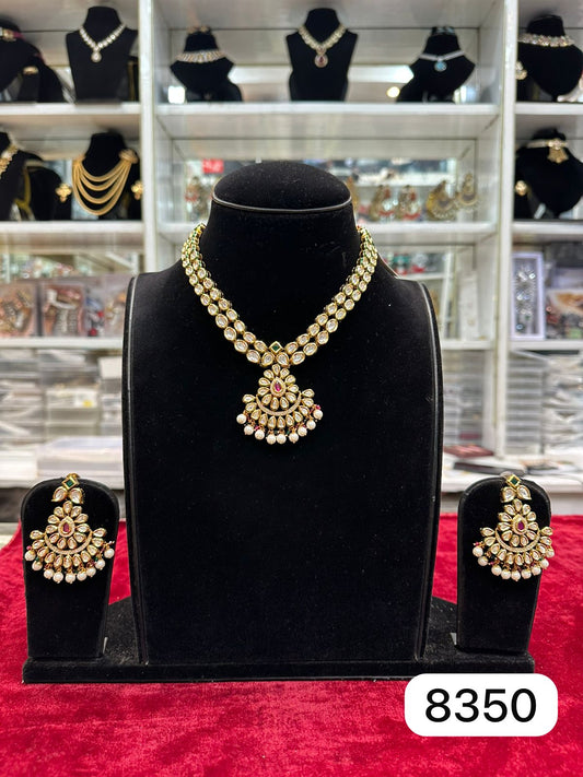 Real Look Golden AC Kundan Heavy Set