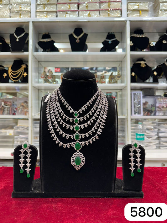 Real Look Green Stone Diamond Layer Heavy Set