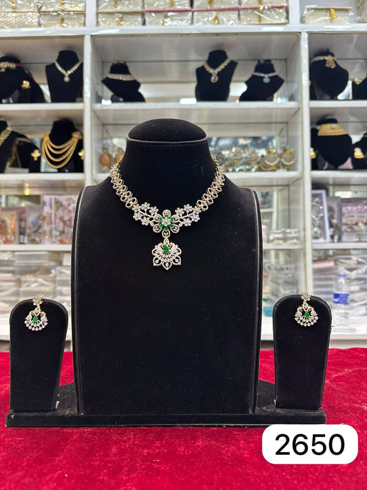 Real Look AD Golden Set with Green Stones