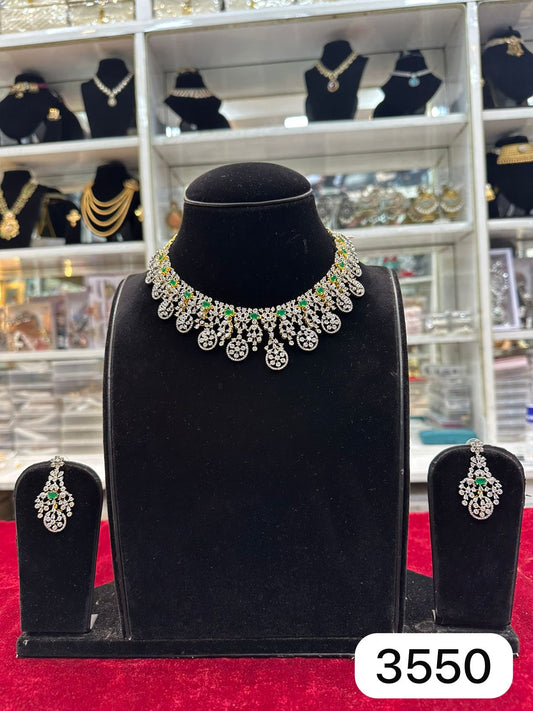 Real Look AD Golden Set with Green Stones
