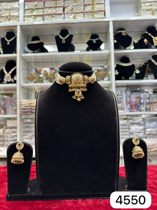 Royal Real Look Golden Pearl Choker Set