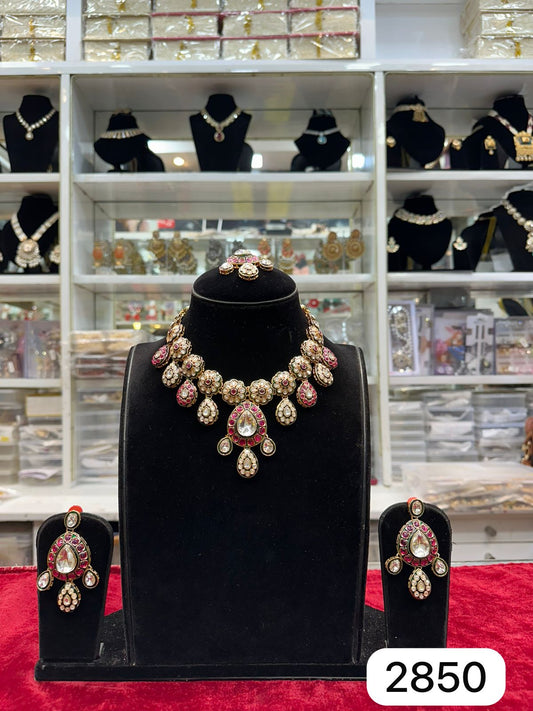 Royal Real Look Kundan Meenakari Jewellery Set