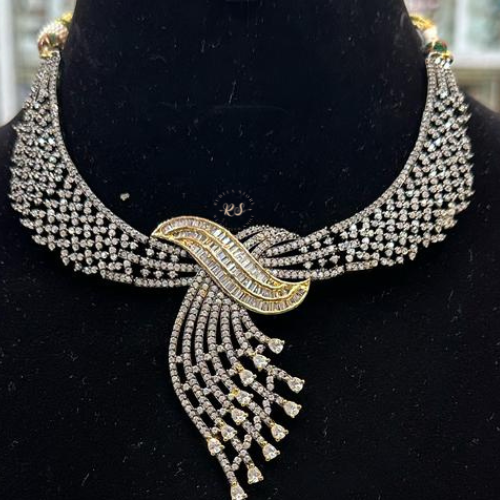 Blackish Diamond Look Necklace Set  Elegance