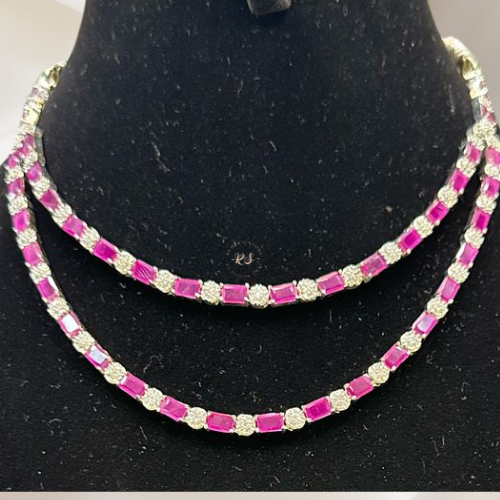 American Diamond Double Lair Necklace – Real Diamond Look Set