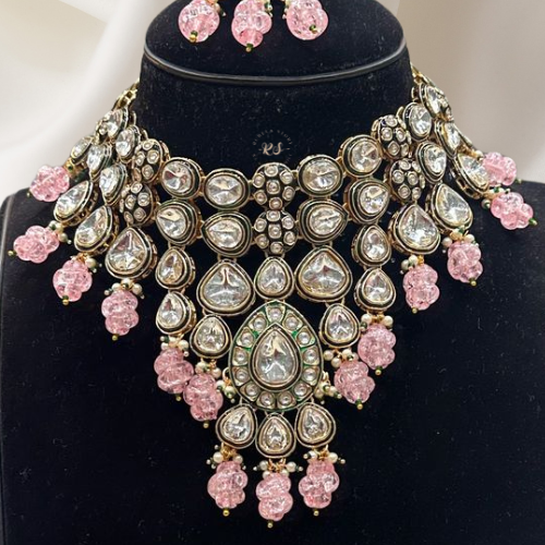 Designer Kundan Necklace Set with Colorful Meena Kari Work