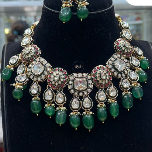 Designer Kundan Necklace Set with Colorful Meena Kari Work