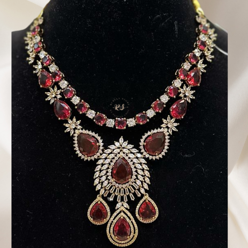 Real Diamond Look Ruby Jewelry Set with Moissanite Shine