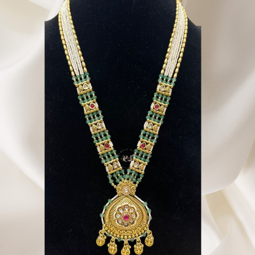 Premium Real Look Pendant Set – Mint Green with Golden Polish