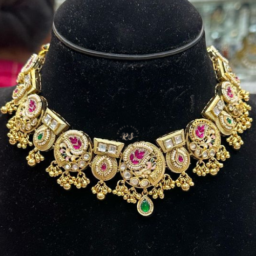 Designer Golden Mina Kari Set – Real Look Ethnic Jewelry