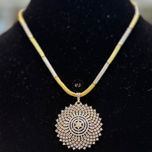 Real Finish American Diamond Pendant Necklace Set