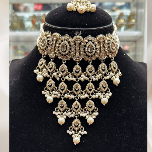 Real Look Padmavati Necklace Set – Antique Polki Designer Finish