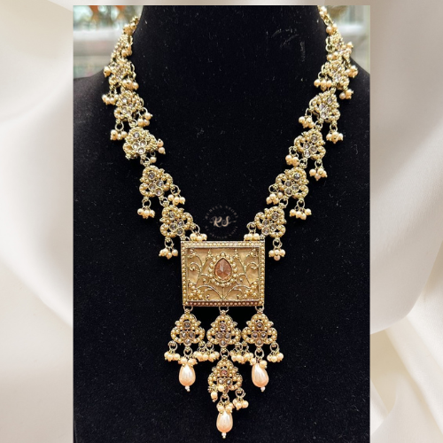 Traditional Golden Polki Long Set – Classic Ethnic Look ni