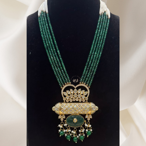Royal Green Kundan Pendant Set – Real Finish