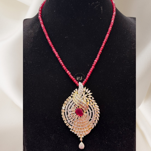 Elegant AD Diamond Golden Pendant set