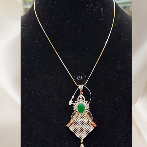 Elegant AD Diamond Golden Pendant set