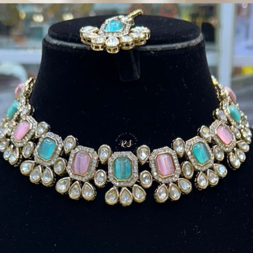 Traditional Golden Polki Kundan Set – Real Look, Multiple Colours