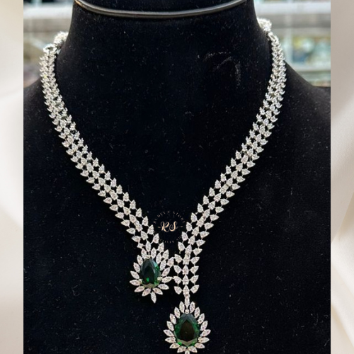 Silver & Emerald Green Set – Real Diamond Finish Look