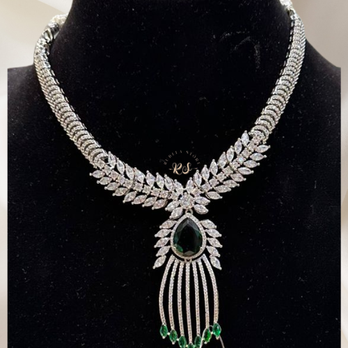 Silver & Emerald Green Set – Real Diamond Finish Look
