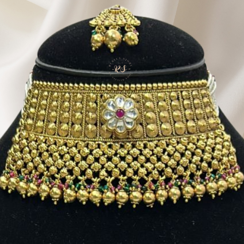 Kundan Work Rajputi Choker Set – Real Gold Look Traditional Style