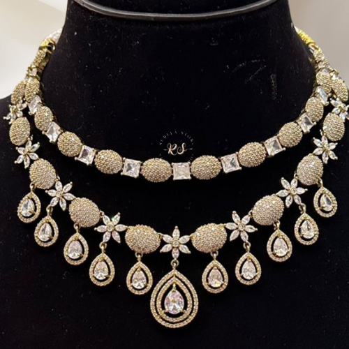 Royal Double Layer Moissanite Gold Finish Set