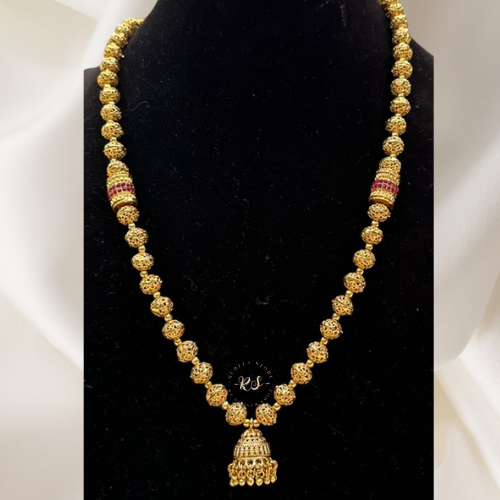 Royal Golden Polki Matar Mala Necklace & Earrings Set