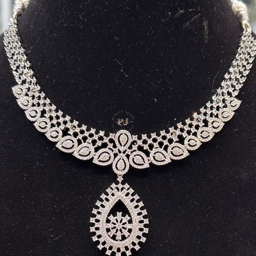 Real Look AD Silver Finish Diamond Style Set