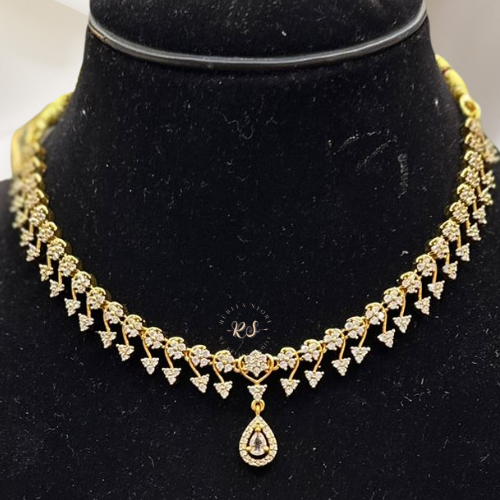Elegant Real Look Golden Silk Set with AD Moissanite