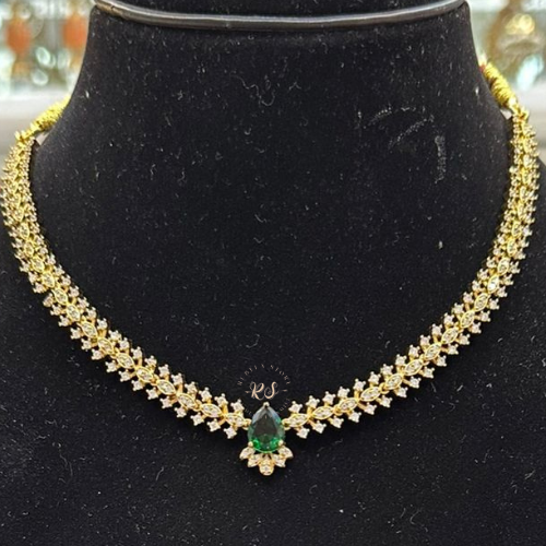 Elegant Real Look Golden Silk Set with AD Moissanite – Multi-Colour Options