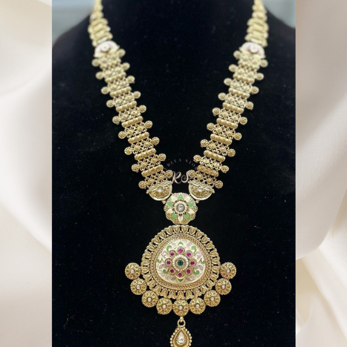 Traditional Heavy Belt Pendant Set with Mina Kari Work