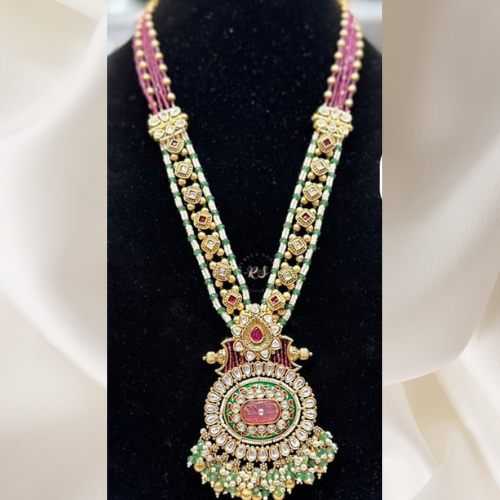 Pink Green Stone Pendant Set in Tablet Design – Real Look