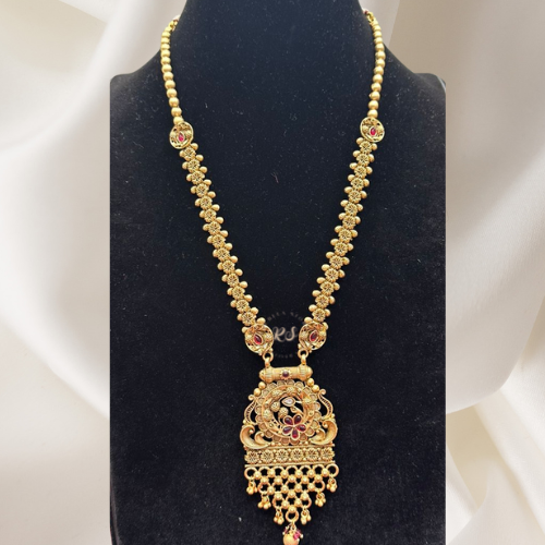 Real Look Golden Polki Pendant Set – Premium Antique Finish