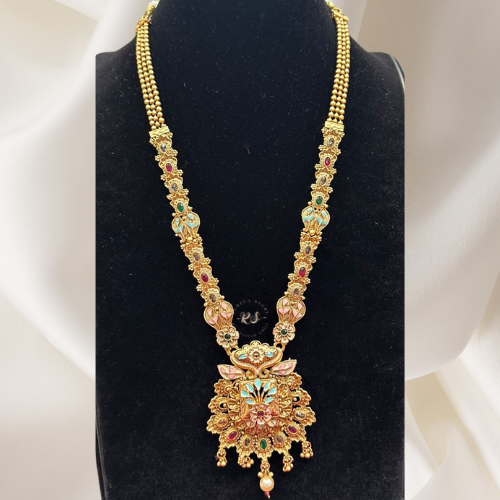 Traditional Golden Matte Pendant Set – Real Look Mina Kari Design