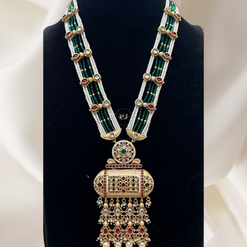 Real Look Golden Set with Green Ruby Pendant