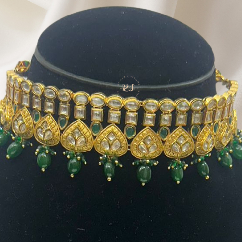 AC Kundan Jewelry Set – Green Real Look