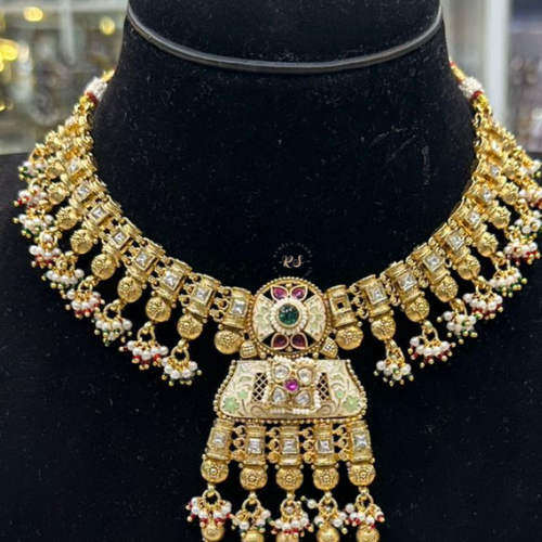 Golden Anti Taniq Set | Ruby Green Mina Kari