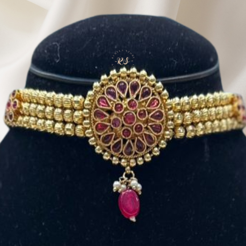 Ruby Gold Choker Set | Party Wear Look