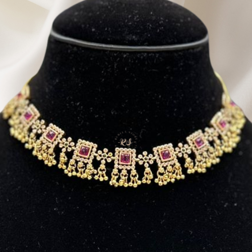 Original Gold Look Ruby Neckline Set