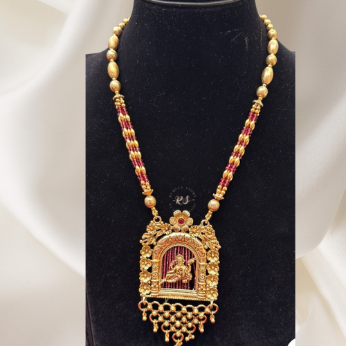 Long Ruby Necklace with Pendant Design