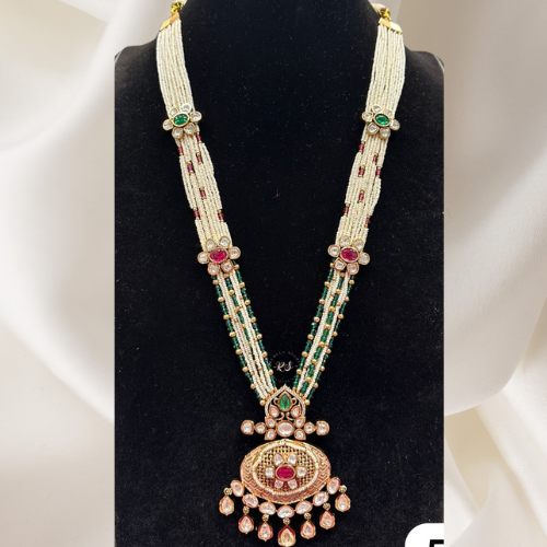 AC Kundan Moti Pendant Set with Mina Kari Work