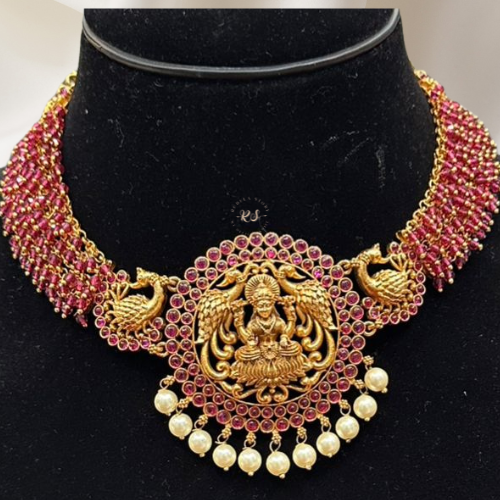 Traditional Temple Jewellery – Pink Ruby Look