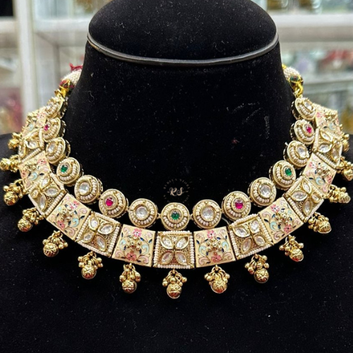 Real look gold set mina kaari pink green