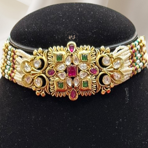 🌟 Top Ruby‑Green Kundan + Pearl Choker Sets