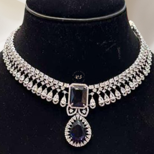 Real Look Silver AD Blue Stone Set