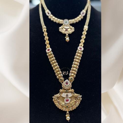 Designer golden mina kaari necklace combo set