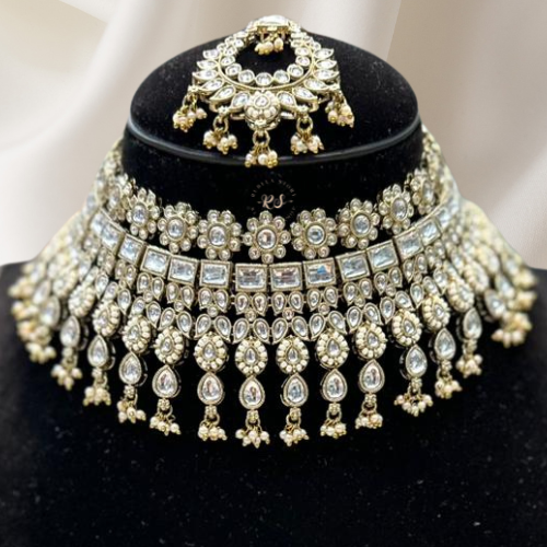 Designer golden polki heavy choker set