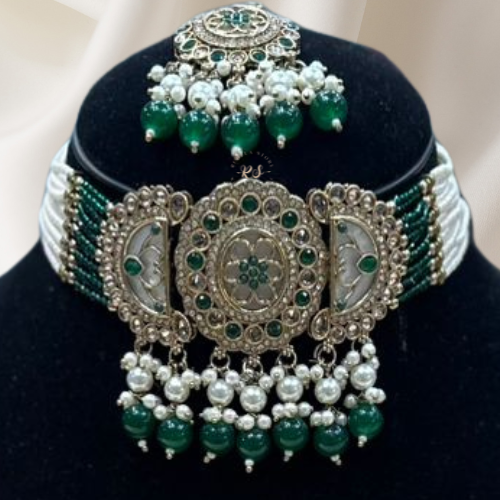 Golden Touch Green Polki Set