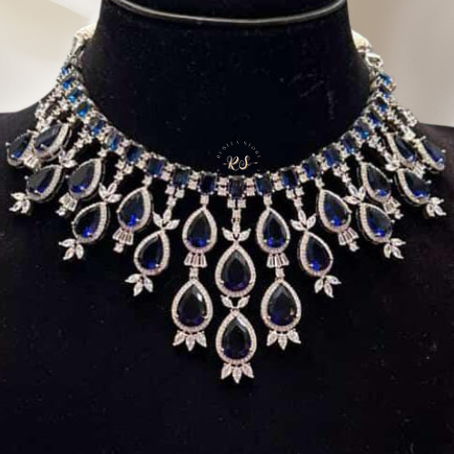 Blue Sparkle Heavy Real Look Diamond Set